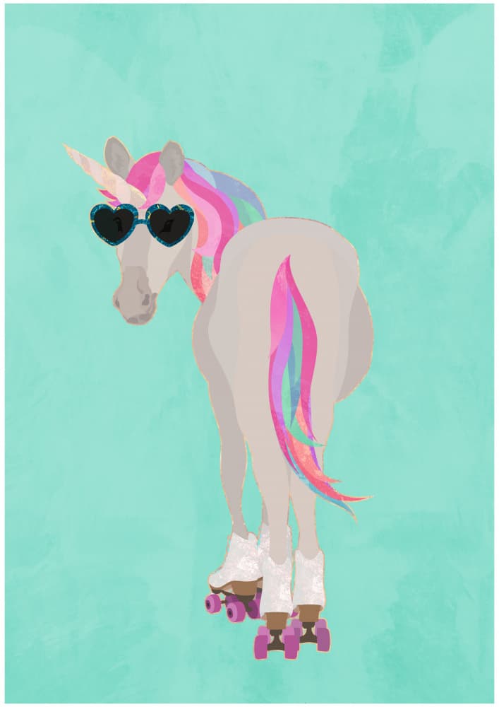 Unicorn Roller Skater by Sarah Manovski — canvas wall art