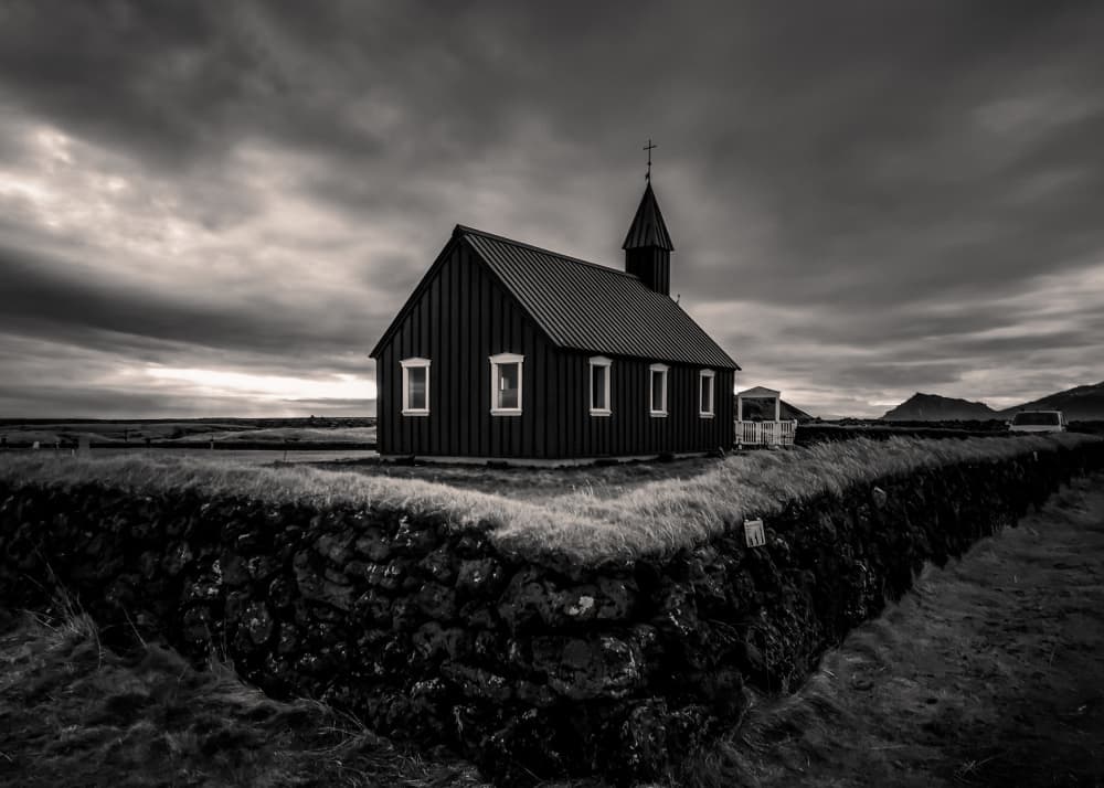 Black Church Dramatic Sky by Joško Šimic — canvas wall art