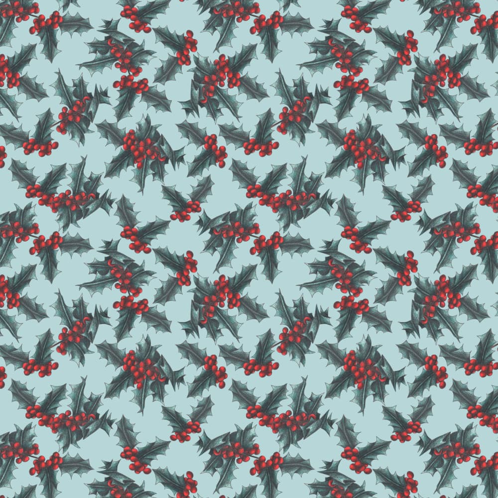 Festive Holly Pattern by Cecilia Battaini — canvas wall art