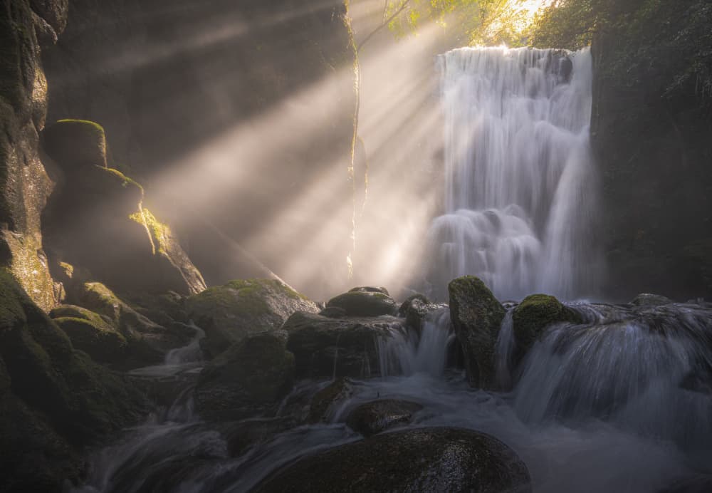 Golden Light Waterfall by Hiroaki Ikeshita — canvas wall art