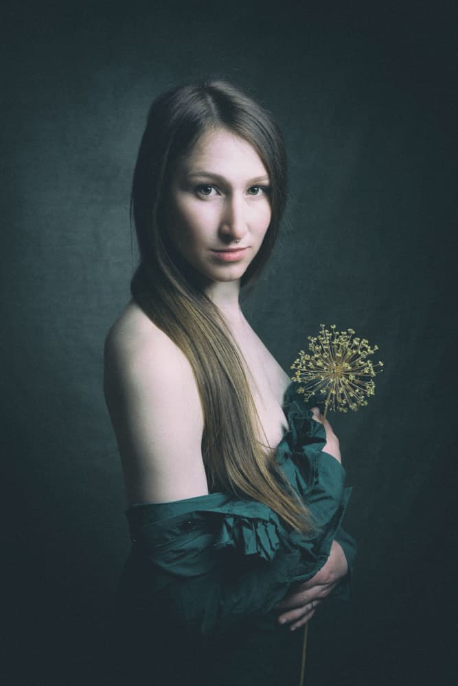 Woman with Dried Flower by Ruth Franke — canvas wall art