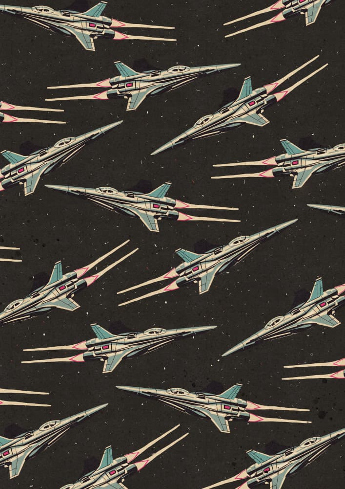 Dynamic Retro Spacecraft by Nicholas — canvas wall art