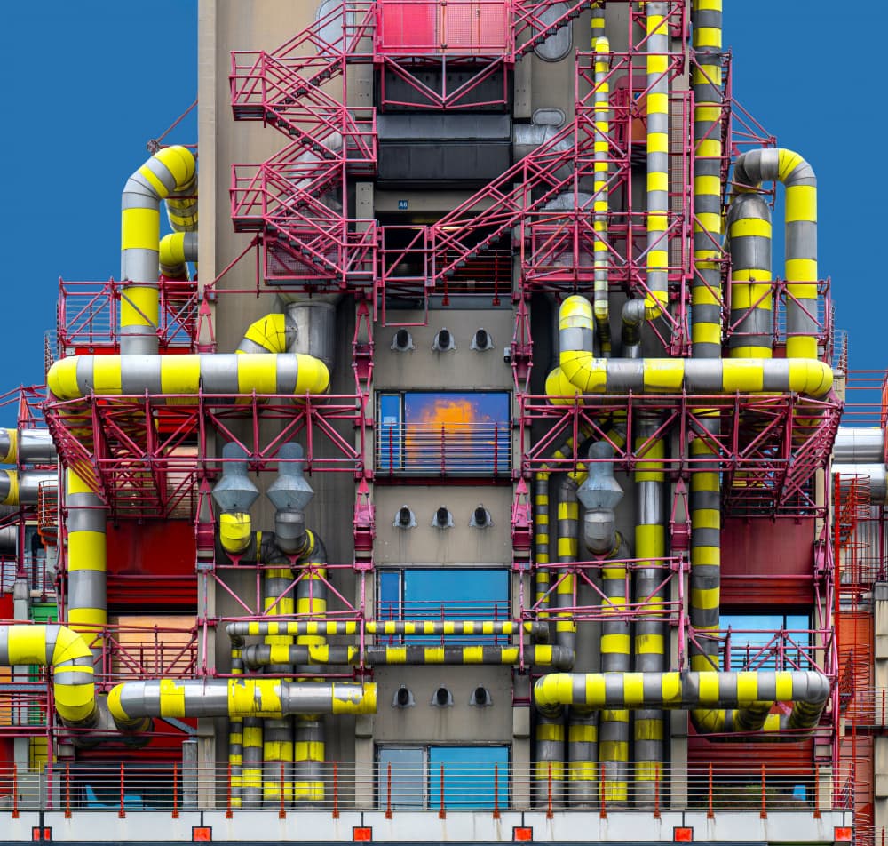 Colorful Industrial Pipes by Roland M Schwerdtfeger — canvas wall art