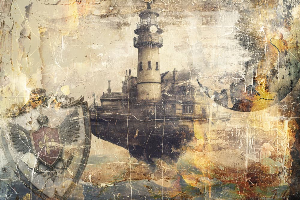 Vintage Lighthouse Crest by Rafal Kulik — canvas wall art