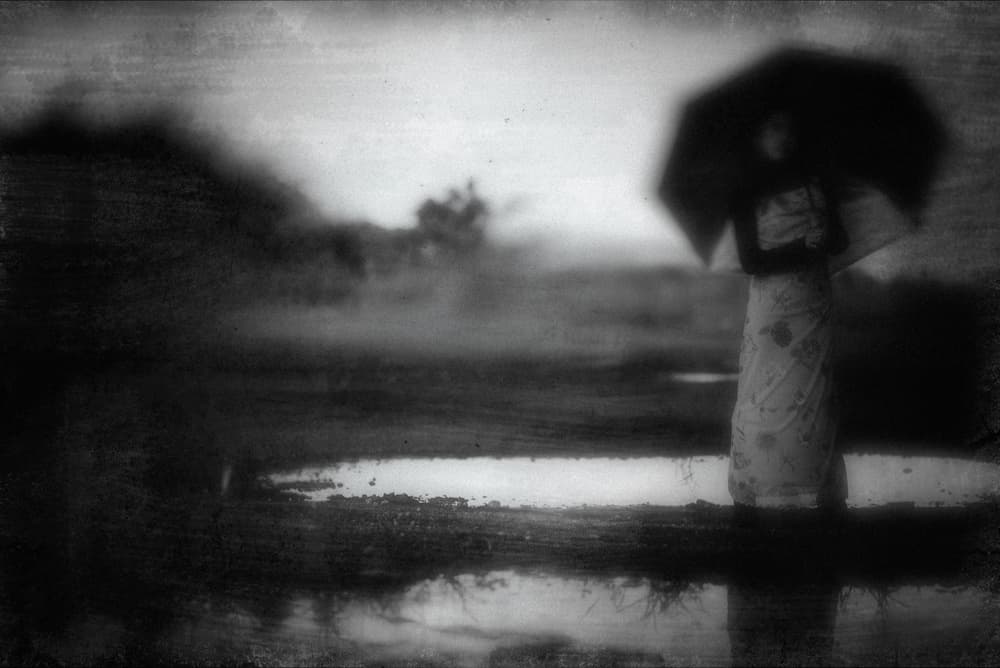 Solitary Woman Under Umbrella by Teruhiko Tsuchida — canvas wall art