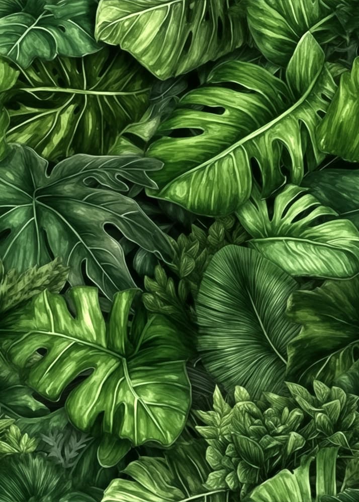 Lush Tropical Leaves by Justyna Jaszke — canvas wall art