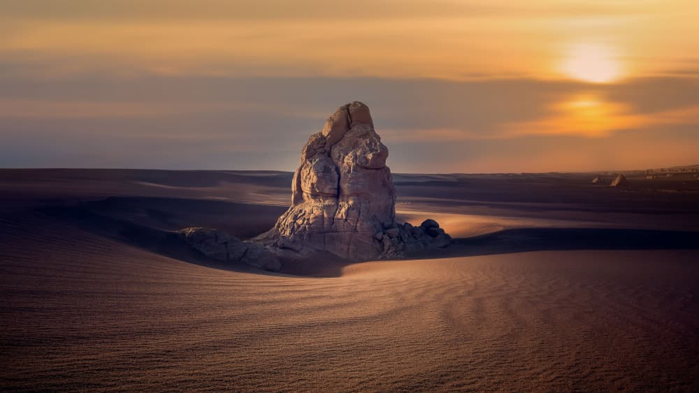 Golden Desert Rock Sunset by YANGYING — canvas wall art
