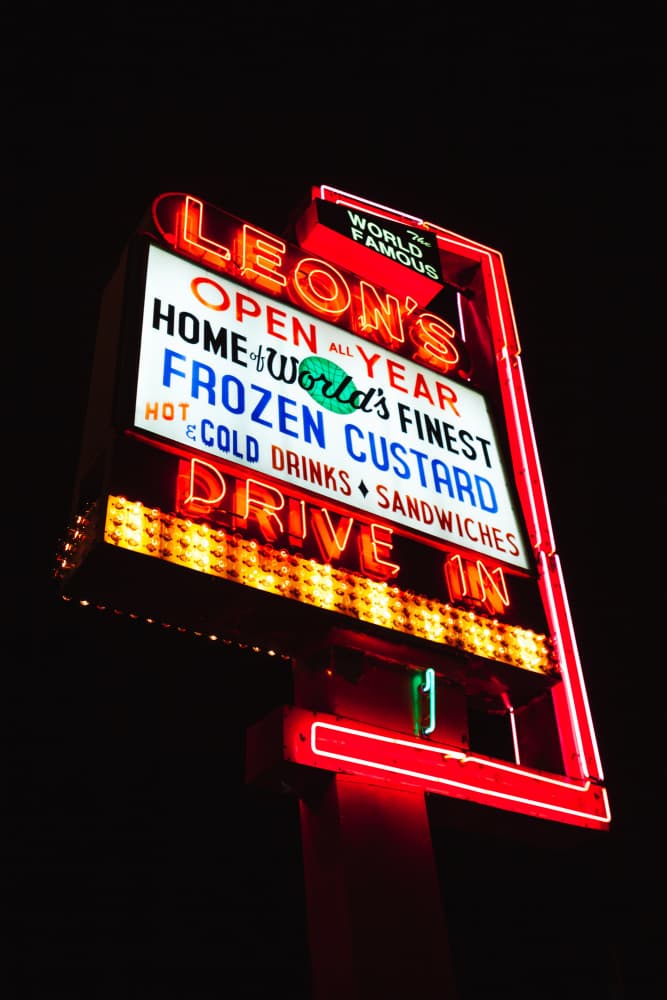 Retro Neon Drive In by Bethany Young — canvas wall art