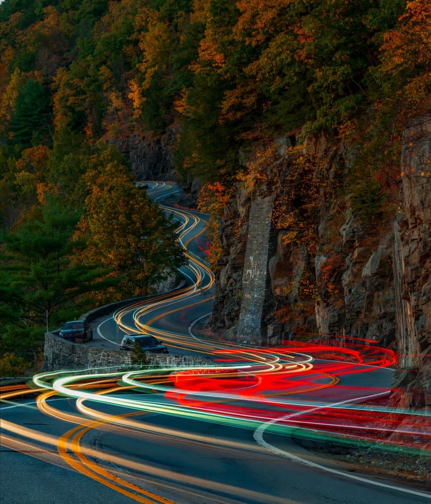 Winding Autumn Light Trails by Alice Sheng — canvas wall art