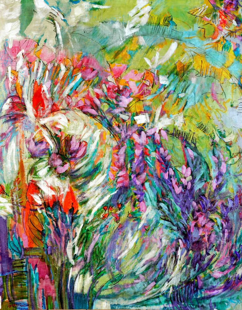 Pink Blossoms Abstract by Dorothy Fagan — canvas wall art