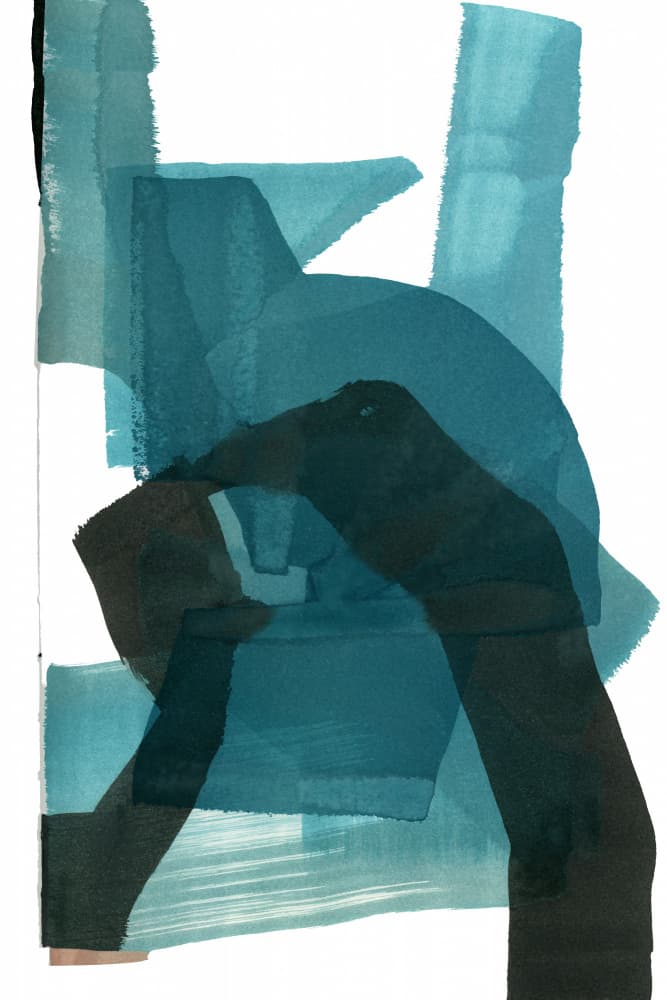 Layered Teal Abstract Forms by cartissi — canvas wall art