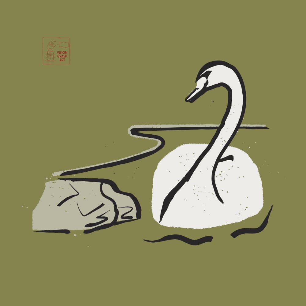 Japanese Ink Swan by The Creating Mind — canvas wall art