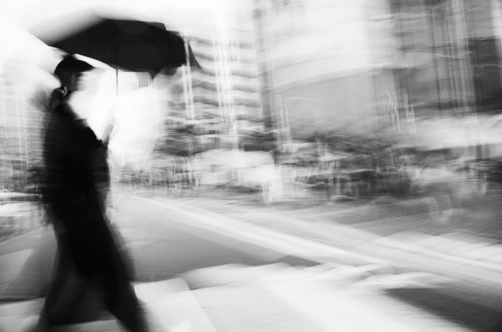 Urban Umbrella Motion Blur by Swen MUN — canvas wall art