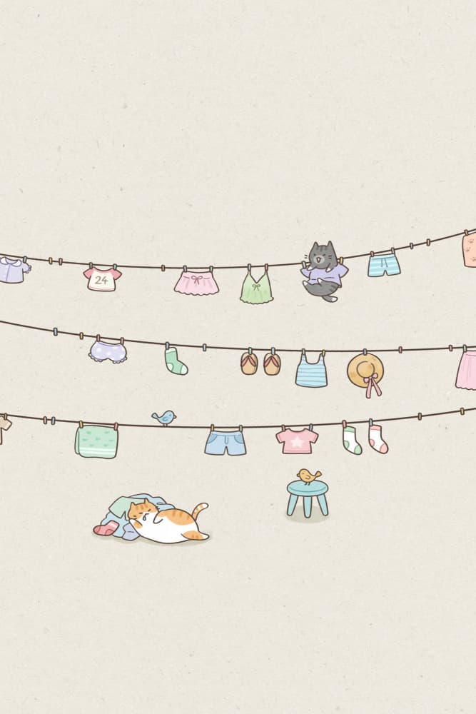 Whimsical Cat Laundry by Xuan Thai — canvas wall art