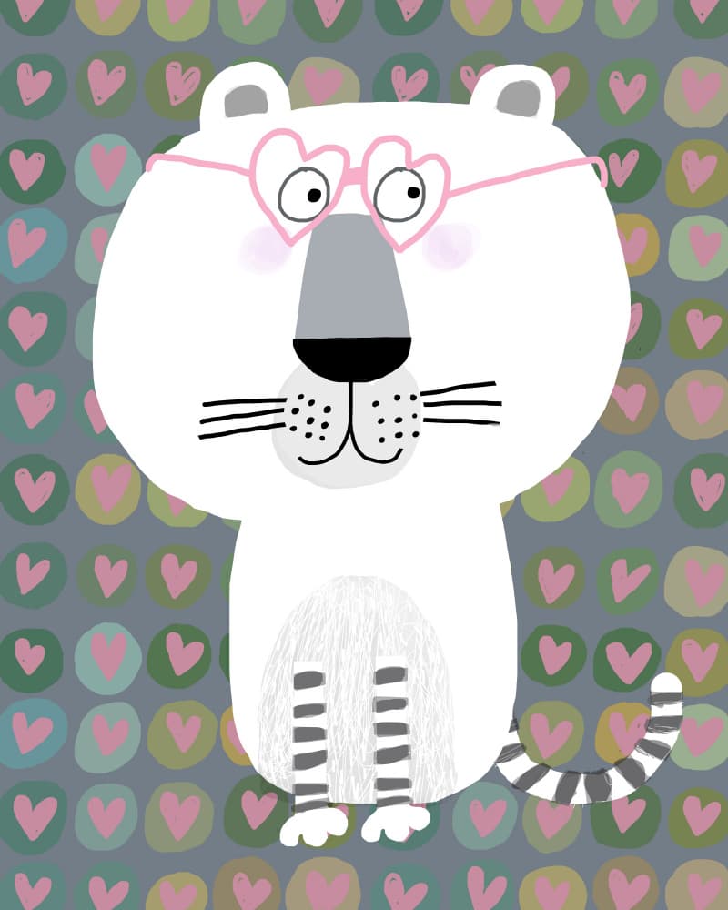 Cute Cat Heart Glasses by Carla Daly — canvas wall art