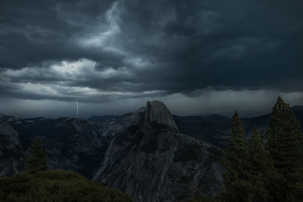 Lightning Over Half Dome by Judy Tseng — canvas wall art