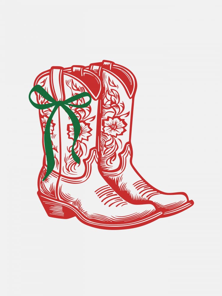 Christmas Cowboy Boots by Jolly and Dash — canvas wall art