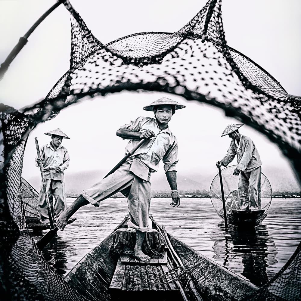 Myanmar Leg Rowers by Amnon Eichelberg — canvas wall art