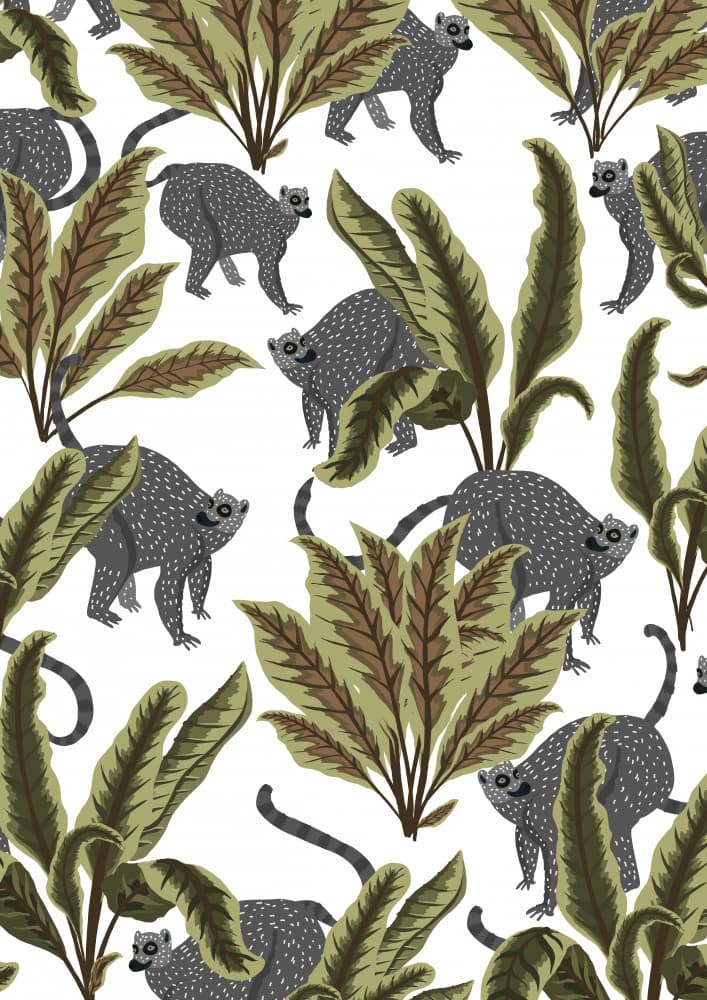Playful Jungle Lemurs by Nicholas — canvas wall art