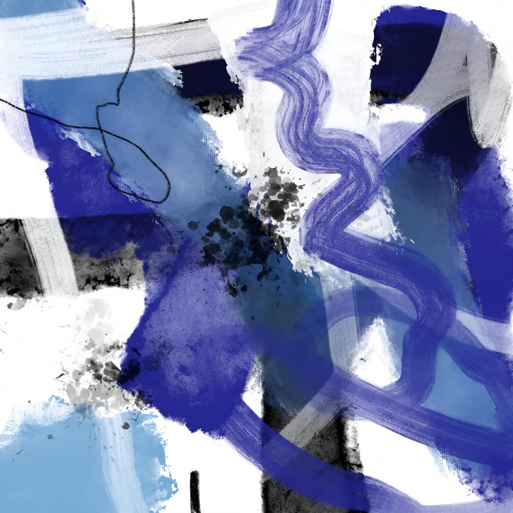 Dynamic Blue Brushstrokes by Cesare Bellassai Art — canvas wall art