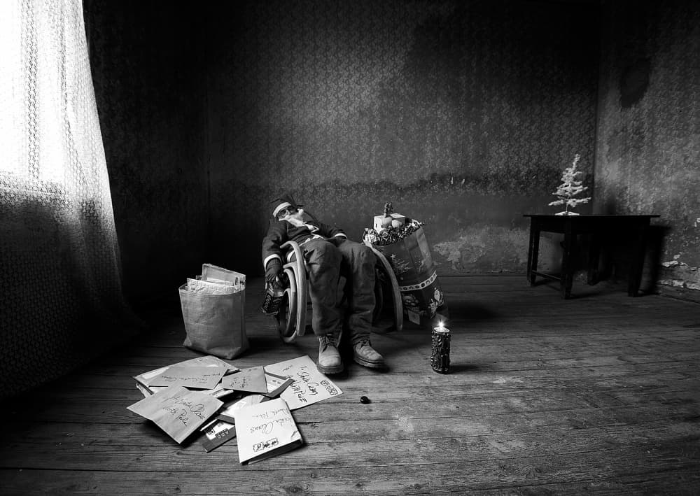 Lonely Santa's Christmas by mario grobenski - psychodaddy — canvas wall art
