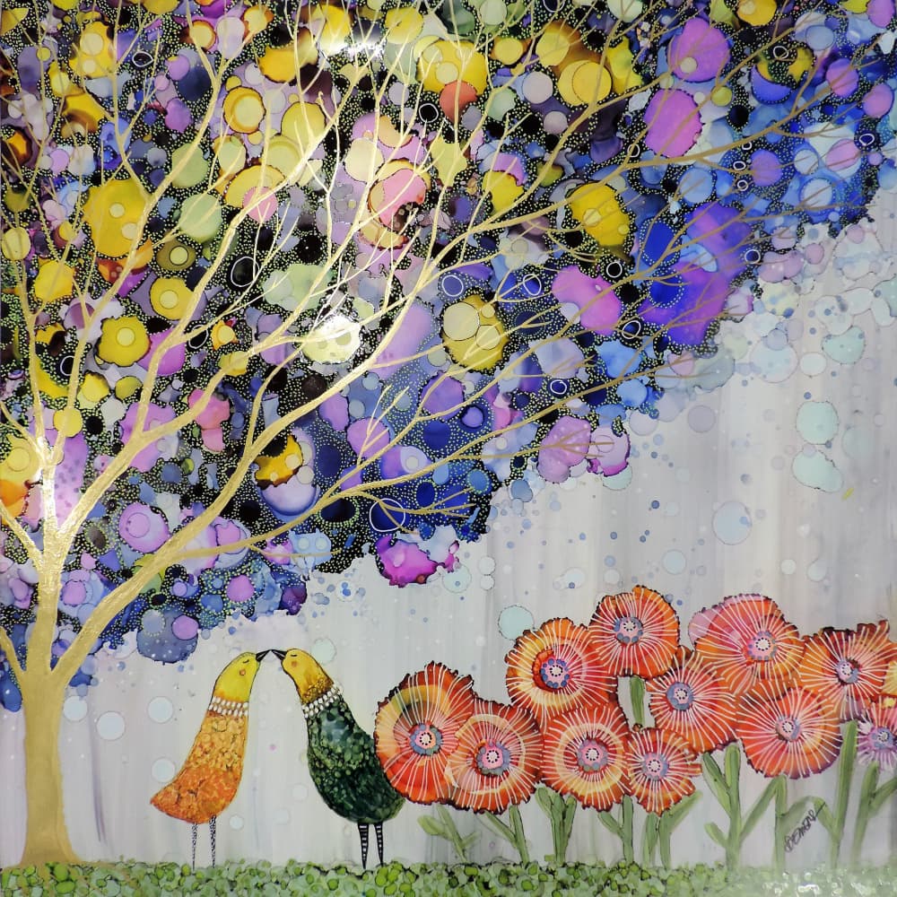 Whimsical Love Birds Garden by Sylvie Demers — canvas wall art