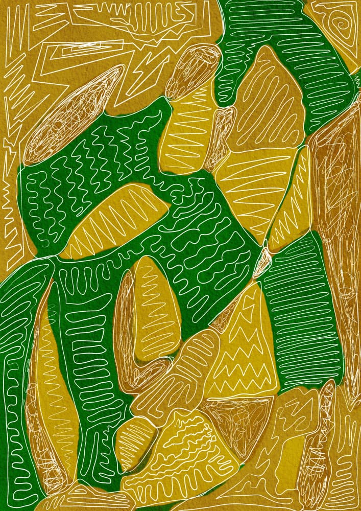 Green Gold Organic Shapes by Sharyn Bursic — canvas wall art