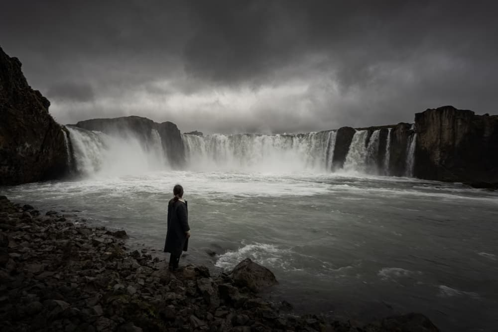 Moody Waterfall Contemplation by Yongnan Li （李永男） — canvas wall art