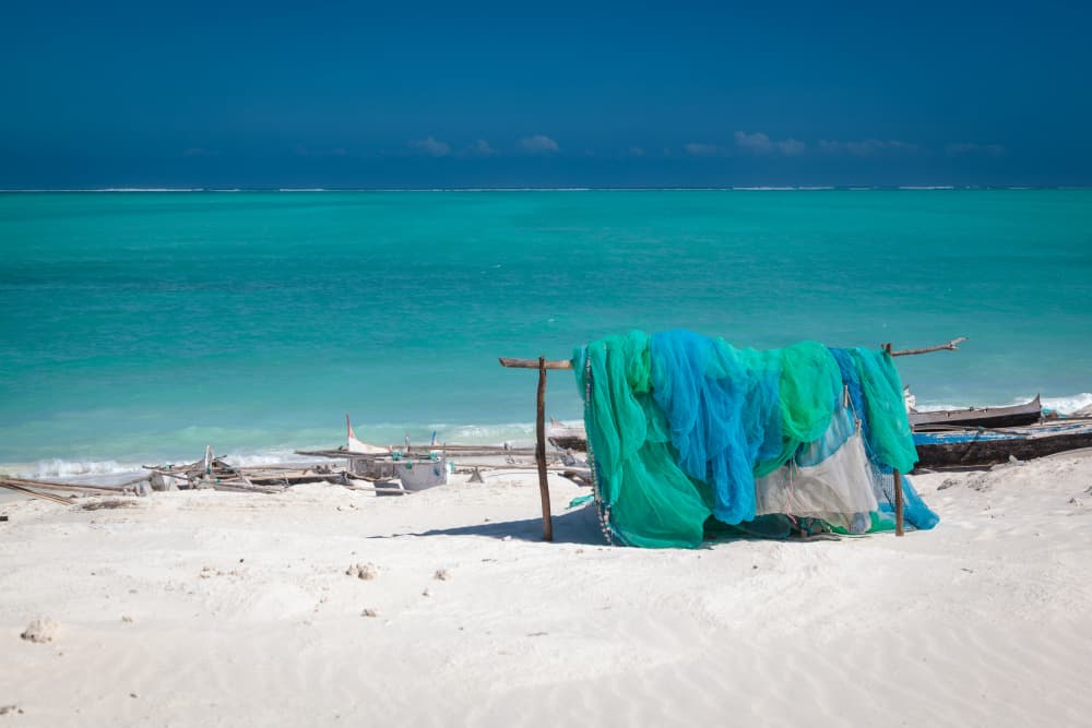 Tropical Beach Fishing Nets by Franco Farinati — canvas wall art