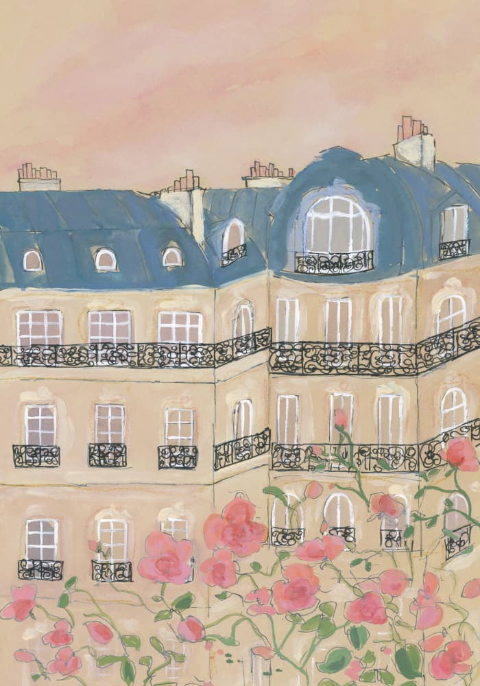 Sunset Over Paris Buildings by Katharina Puritscher — canvas wall art