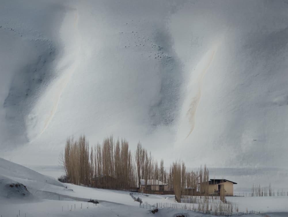 Isolated Snowy Village by Ali Fallahzadeh — canvas wall art