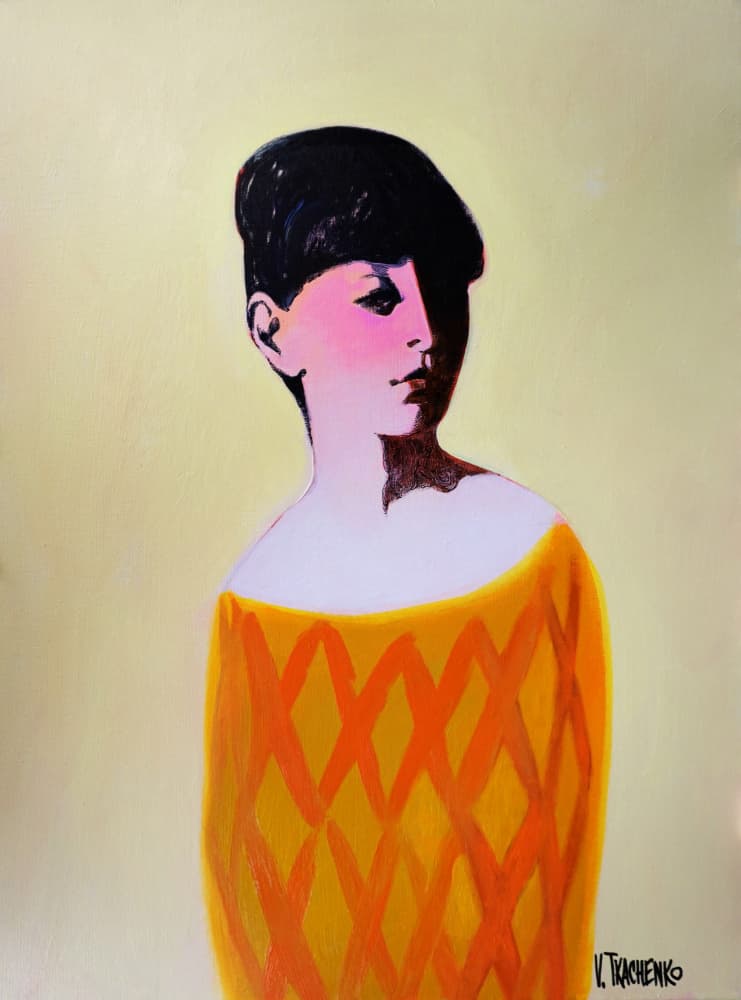 Yellow Harlequin Youth by Victor Tkachenko — canvas wall art