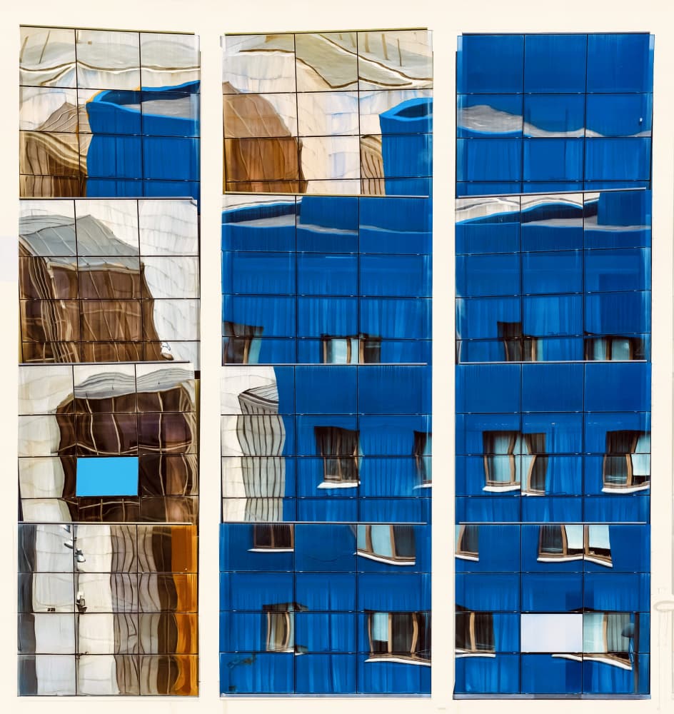 Blue Glass Reflections by Arnon Orbach — canvas wall art