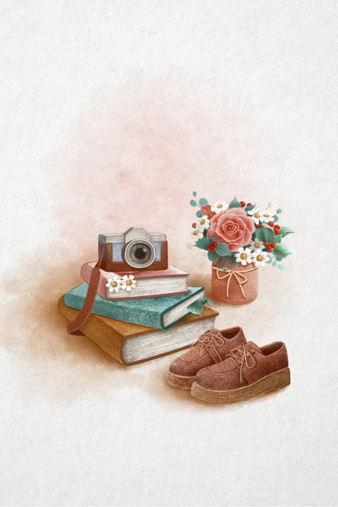 Cozy Books and Camera by Xuan Thai — canvas wall art