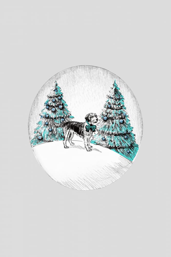 Christmas Dog In Snow by casa cartissi — canvas wall art