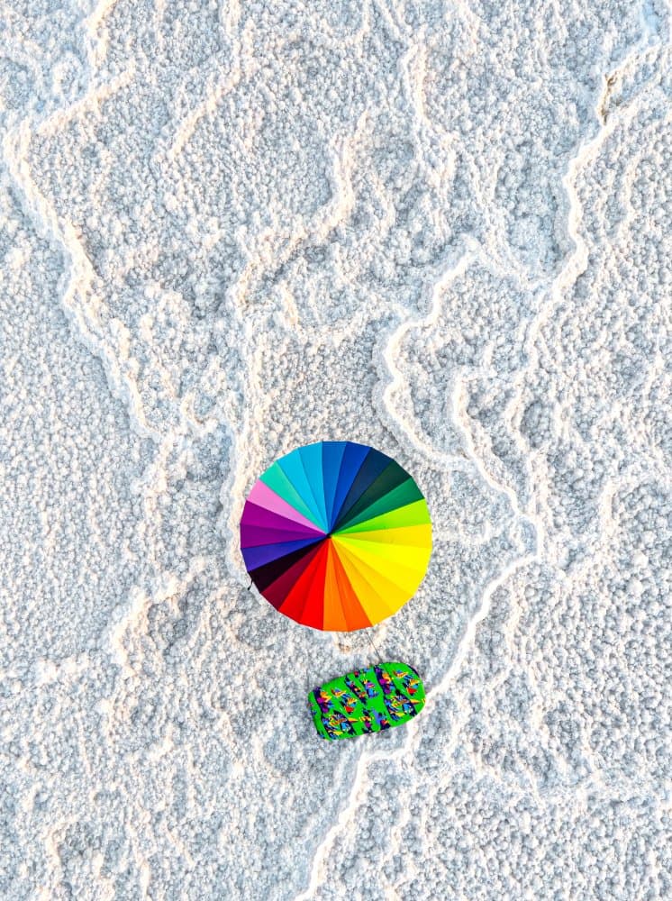 Rainbow on Salt Flats by Gilad Topaz — canvas wall art