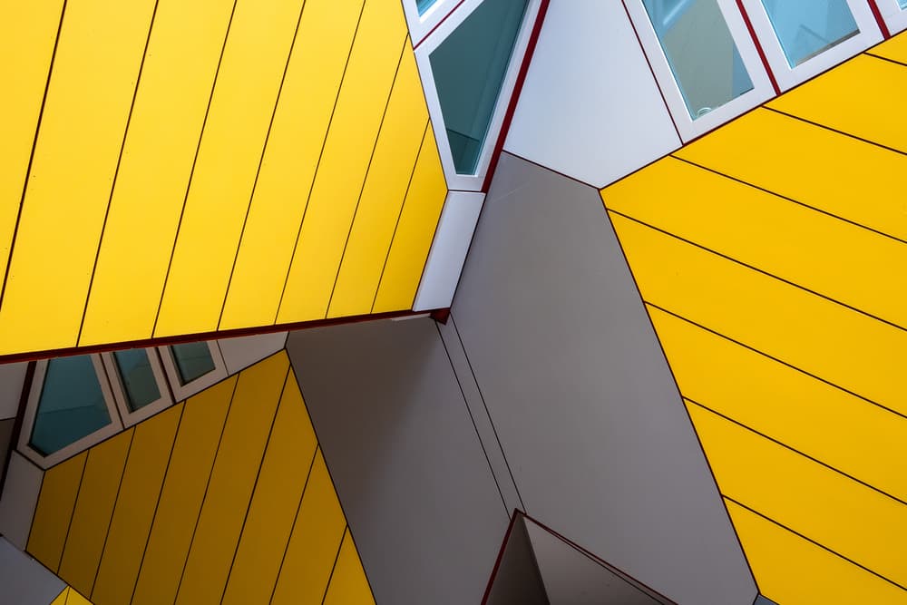 Yellow Geometric Architecture by Andrea Incerti — canvas wall art