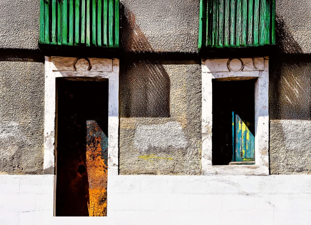 Green Shutters Sunlight by Arnon Orbach — canvas wall art