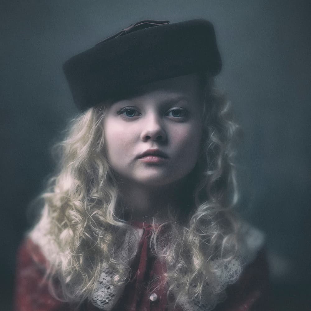 Vintage Girl with Hat by Ewa Cwikla — canvas wall art
