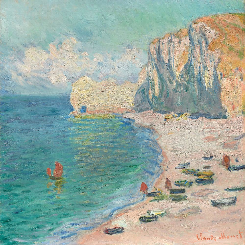 The Beach and the Falaise D'amont (1885) By Claude Monet. by Claude Monet — canvas wall art