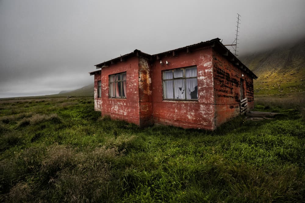 Red House Misty Landscape by Þorsteinn H. Ingibergsson — canvas wall art