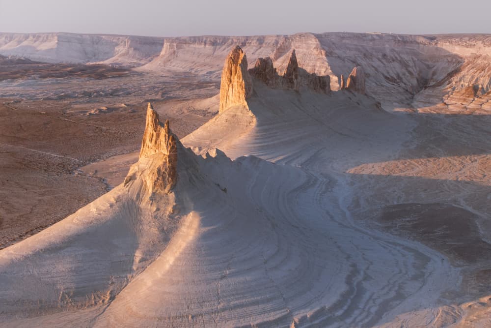 Golden Desert Spires by Artem Fomenko — canvas wall art