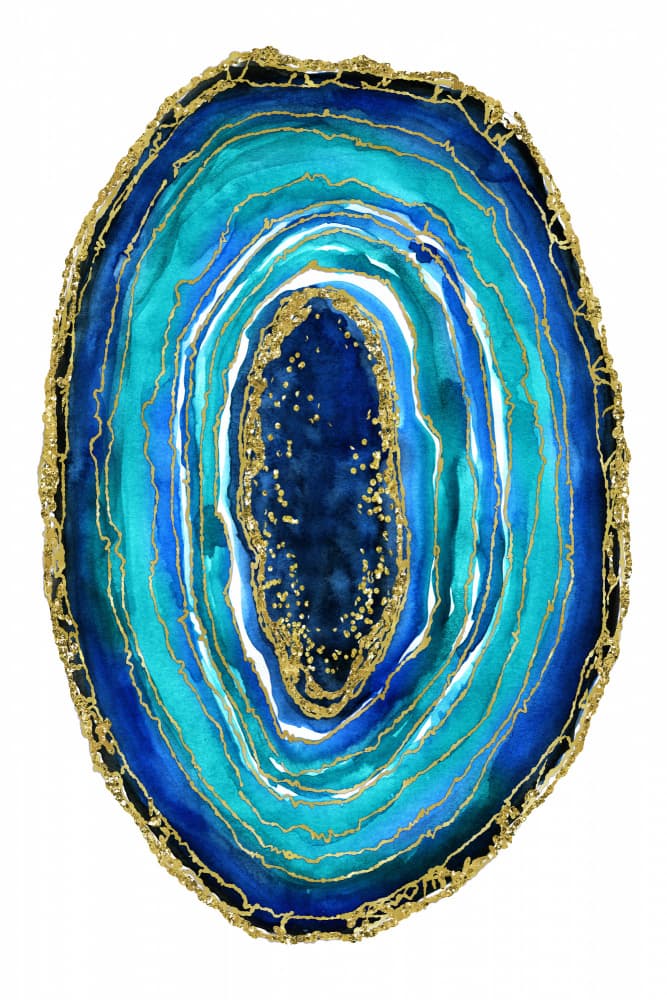 Blue Gold Geode by Rosana Laiz Blursbyai — canvas wall art