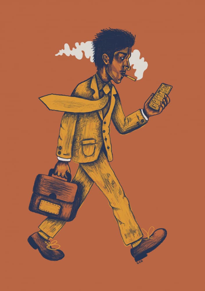 Busy Commuter Man by Senna-Mia Rahner — canvas wall art