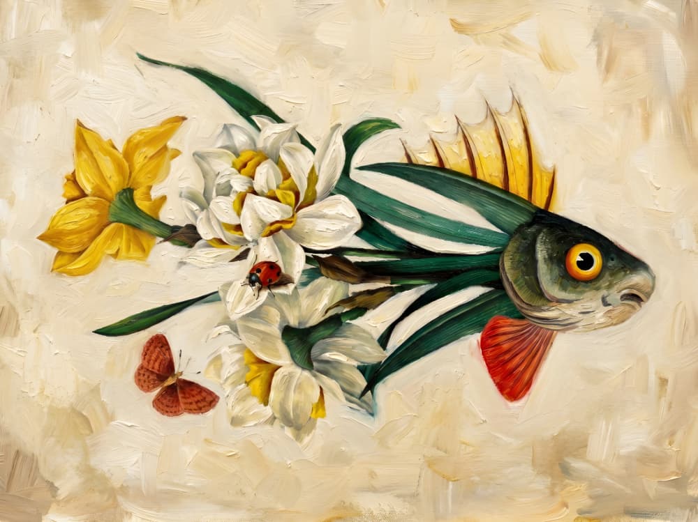 Floral Fish Fantasy by HUGO — canvas wall art