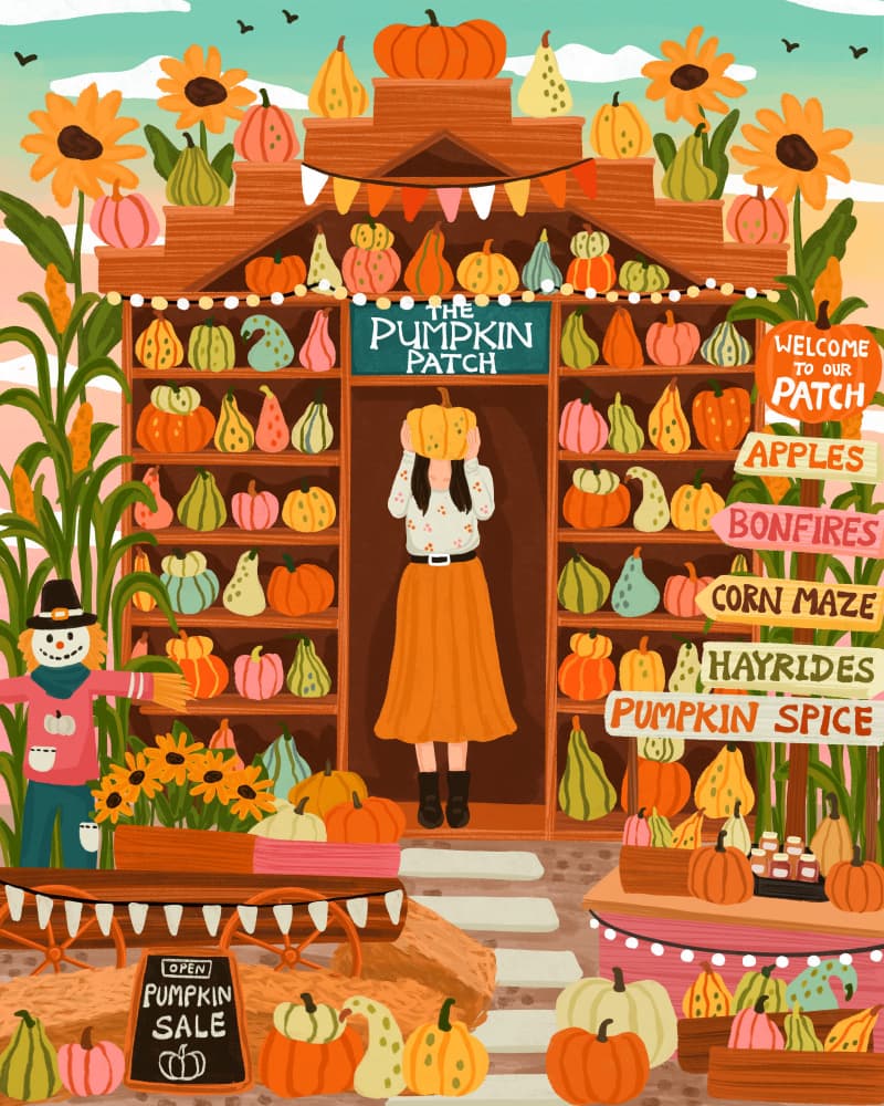Vibrant Pumpkin Patch by Nidhi Kachhadiya — canvas wall art