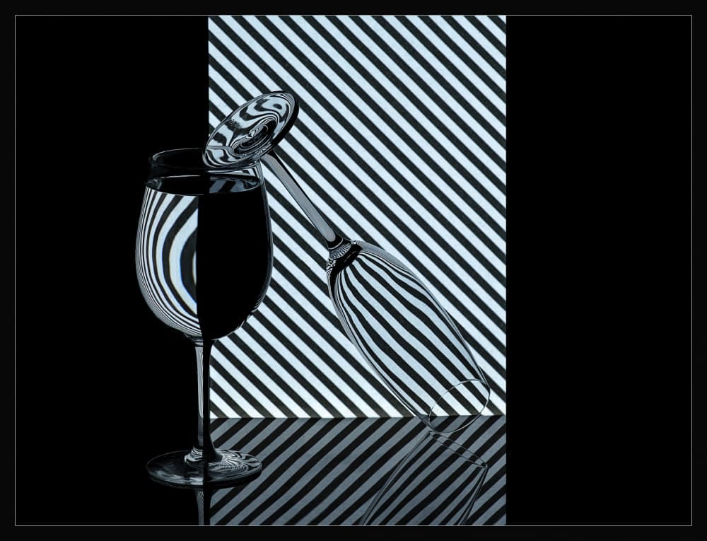 Optical Striped Wine Glasses by Alice Sheng — canvas wall art