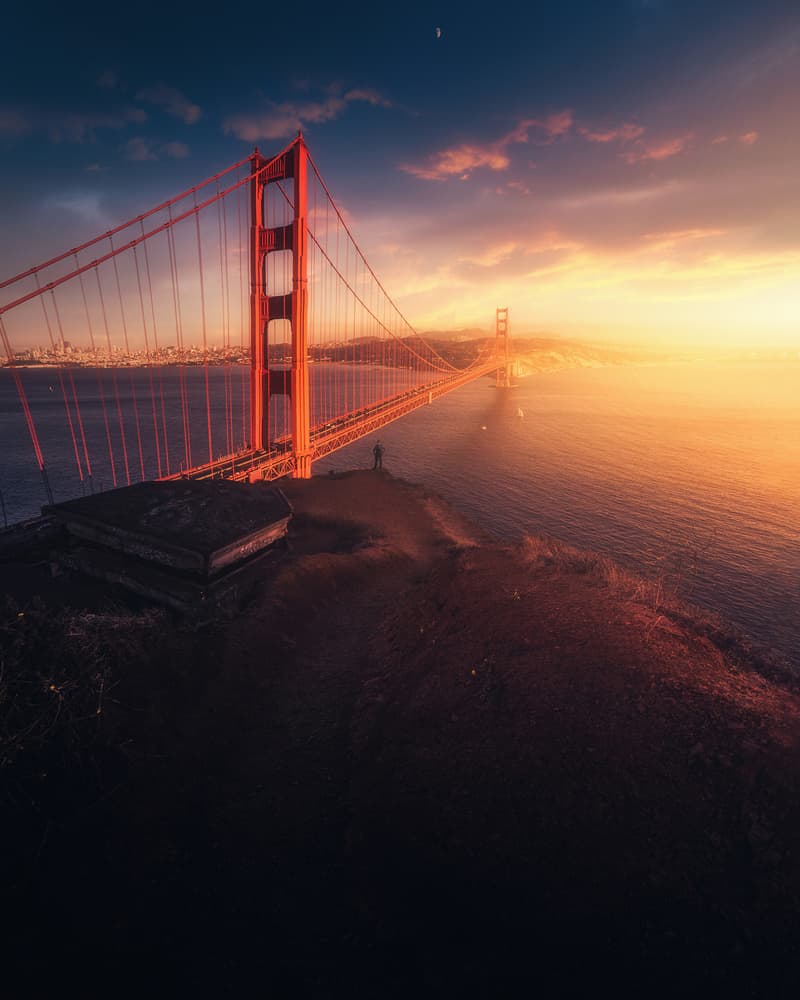 Golden Gate Bridge Sunset by David George — canvas wall art