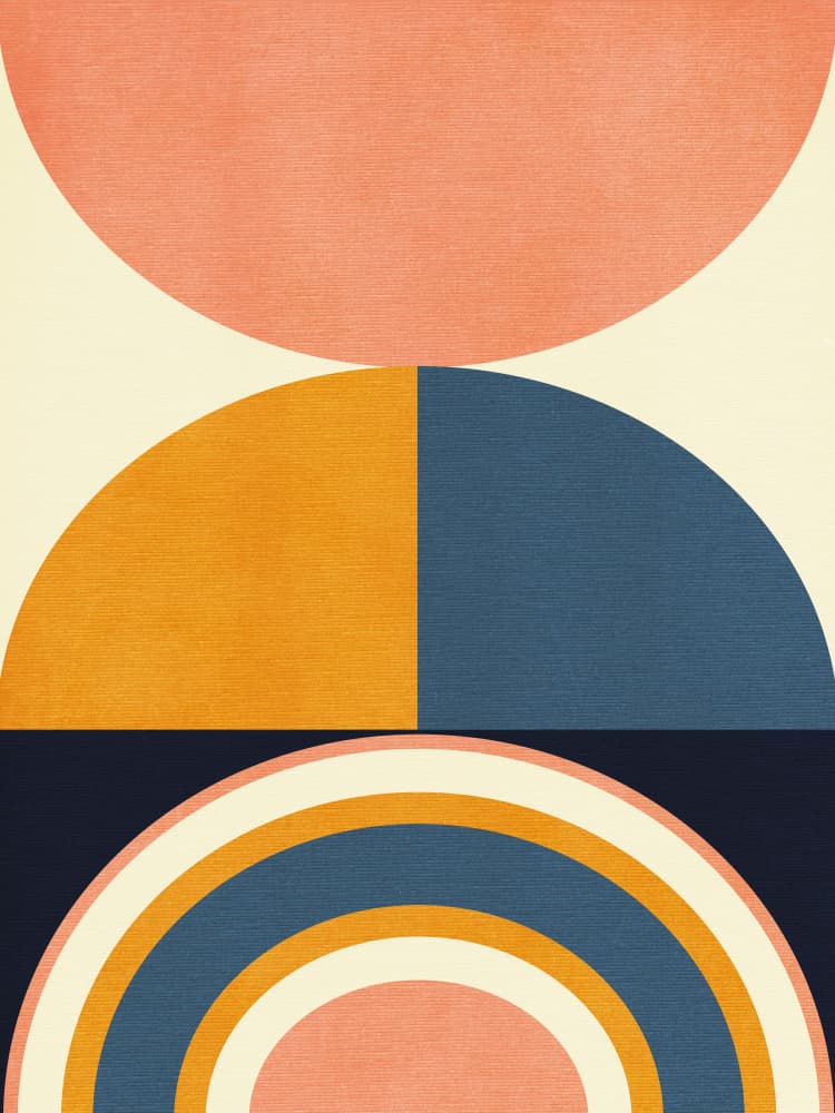 Rainbow Plus Shapes  Blue Mustard10 by Ana Rut Bre — canvas wall art