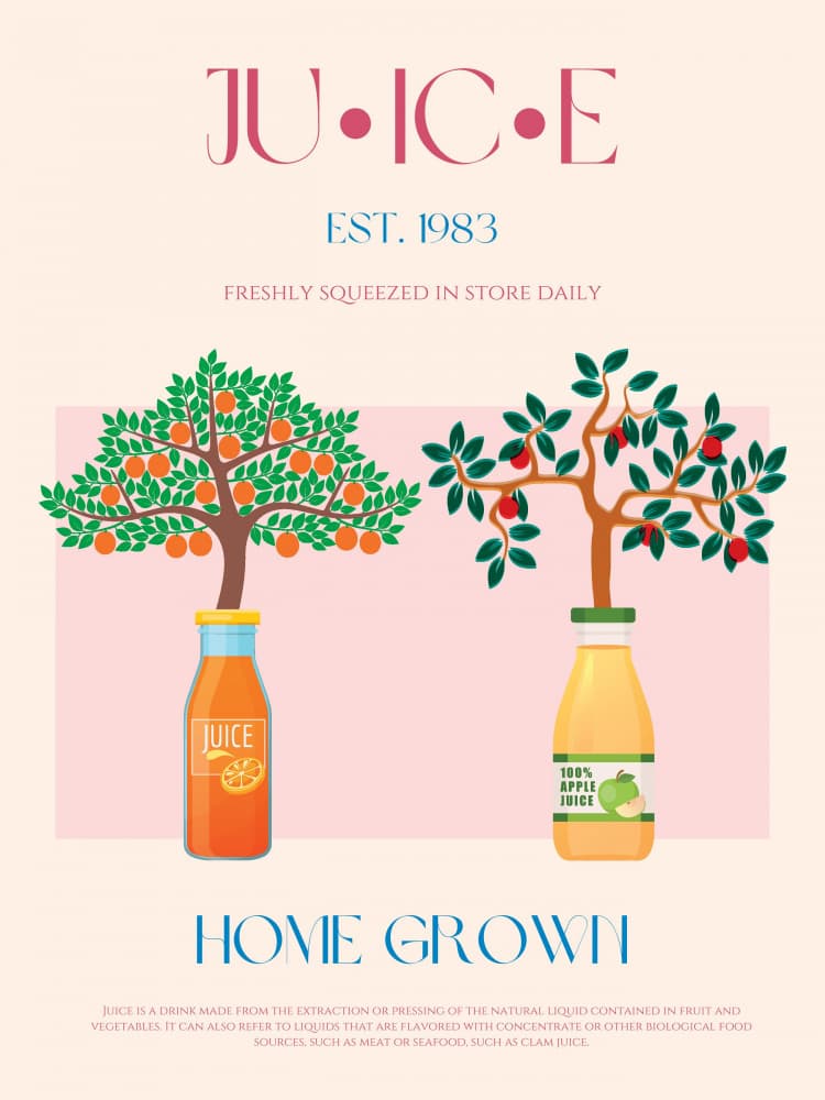 Fruit Tree Juice Bottles by Nazma Khokhar — canvas wall art